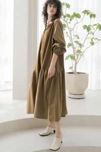 鹿の子パフスリーブワンピース