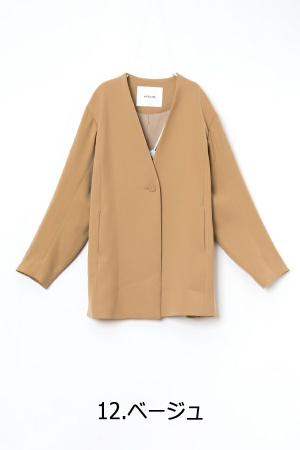angelina ノーカラージャケット　リラックス　ベージュ　rehersall angelina ノーカラージャケット リラックス ベージュ rehersall