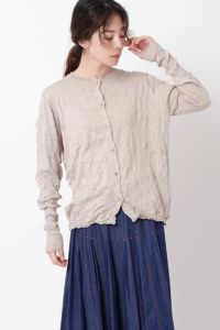 シワ加工無地カーディガン【定番】