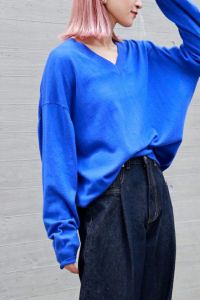 天竺Vネックプルオーバー