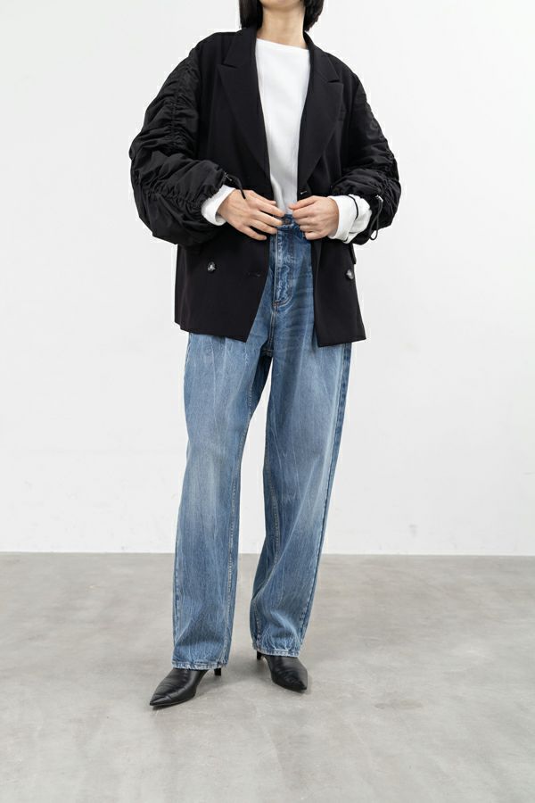 MUL リメイクデニムパンツ✨️アルメイファ ジーンズ 「FVLMEN」remake side fringe line wide denim