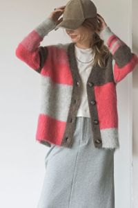 アルパカMixカラーカーディガン