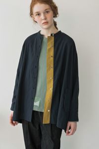 【お届け最短】バックギャザー配色シャツ