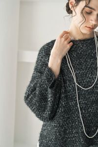 ラメシャギー9分袖プルオーバー