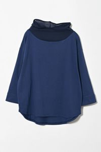 八分袖フード衿プルオーバー