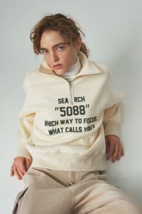 プリント裏起毛ハーフジップ