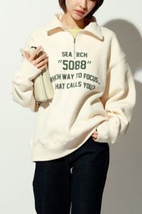 プリント裏起毛ハーフジップ