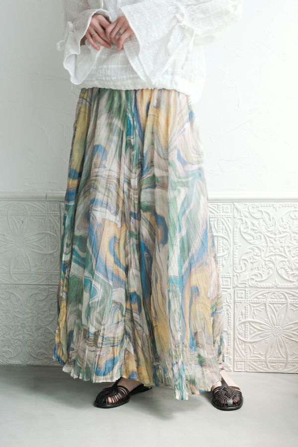 【2月上旬入荷】マーブル柄シフォンスカート